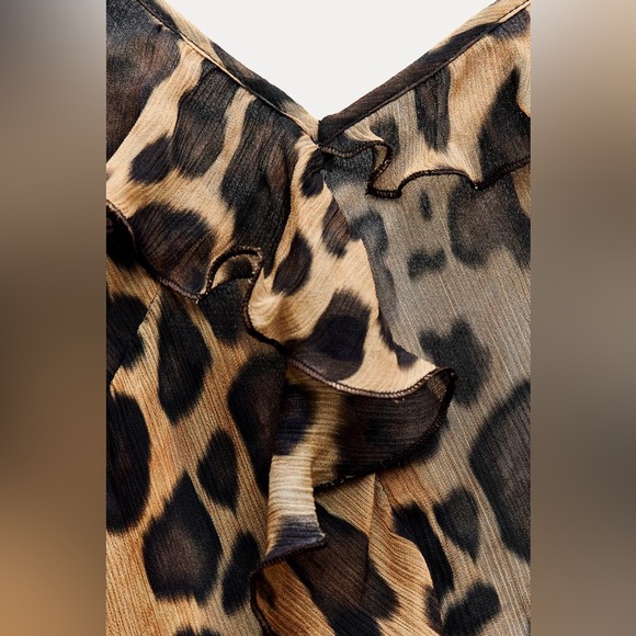 ZARA RUFFLED ANIMAL PRINT DRESS - Picture 14 of 16